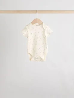 Sale Next Neutral 100% Cotton Short Sleeve Baby Bodysuits 5 Pack