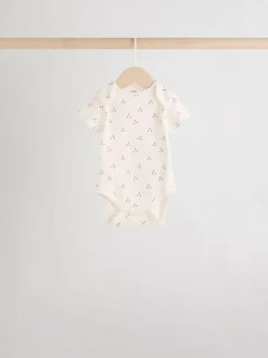 Sale Next Neutral 100% Cotton Short Sleeve Baby Bodysuits 5 Pack