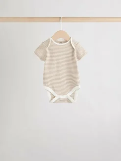 Sale Next Neutral 100% Cotton Short Sleeve Baby Bodysuits 5 Pack