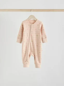 Next Neutral 5 Pack Two Way Zip Baby Sleepsuits (0mths-3yrs)^ Nightwear