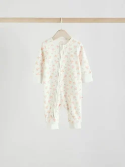 Next Neutral 5 Pack Two Way Zip Baby Sleepsuits (0mths-3yrs)^ Nightwear