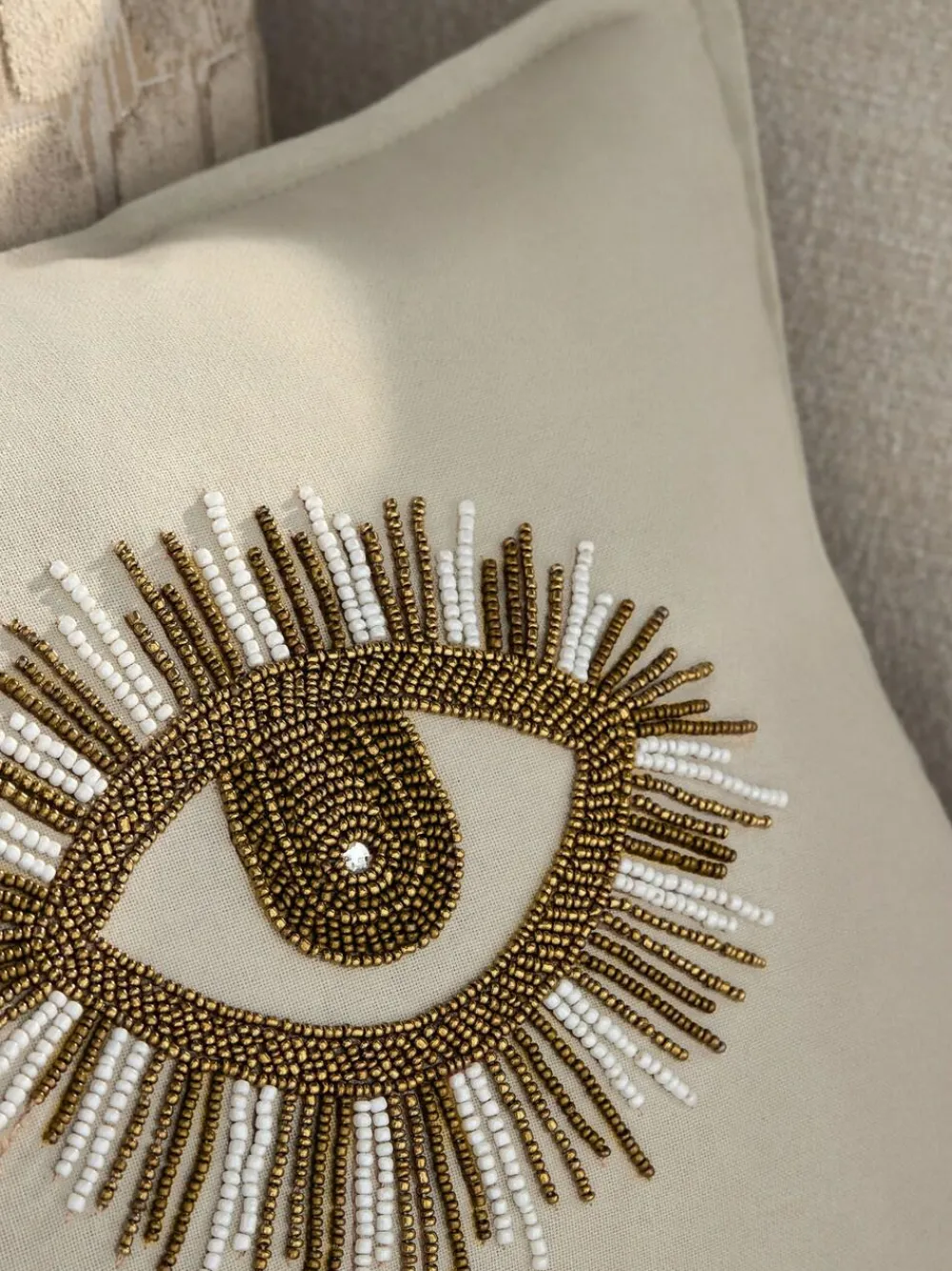 New Next Neutral 30 X 40cm Embellished Chic Eye Cushion