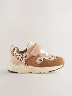 Sale Next Standard Fit (F) Elastic Lace Touch Fasten Trainers Neutral Animal