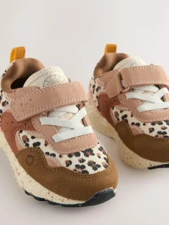 Sale Next Standard Fit (F) Elastic Lace Touch Fasten Trainers Neutral Animal