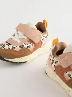 Sale Next Standard Fit (F) Elastic Lace Touch Fasten Trainers Neutral Animal