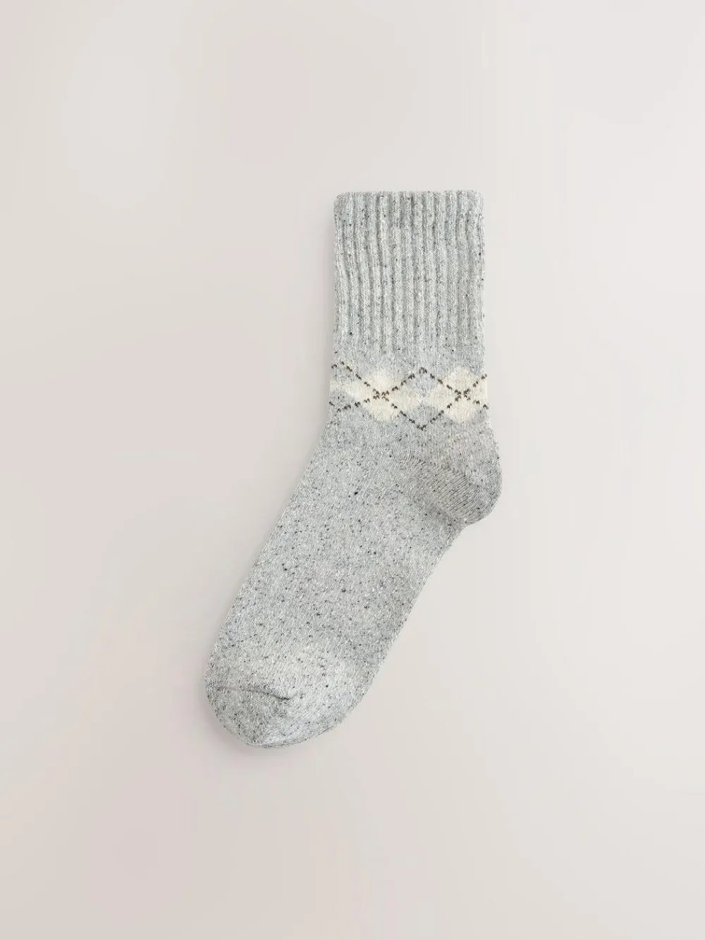 Outlet Next Neutral Argyle Thermal Wool Blend Ankle Socks 3 Pack With Silk