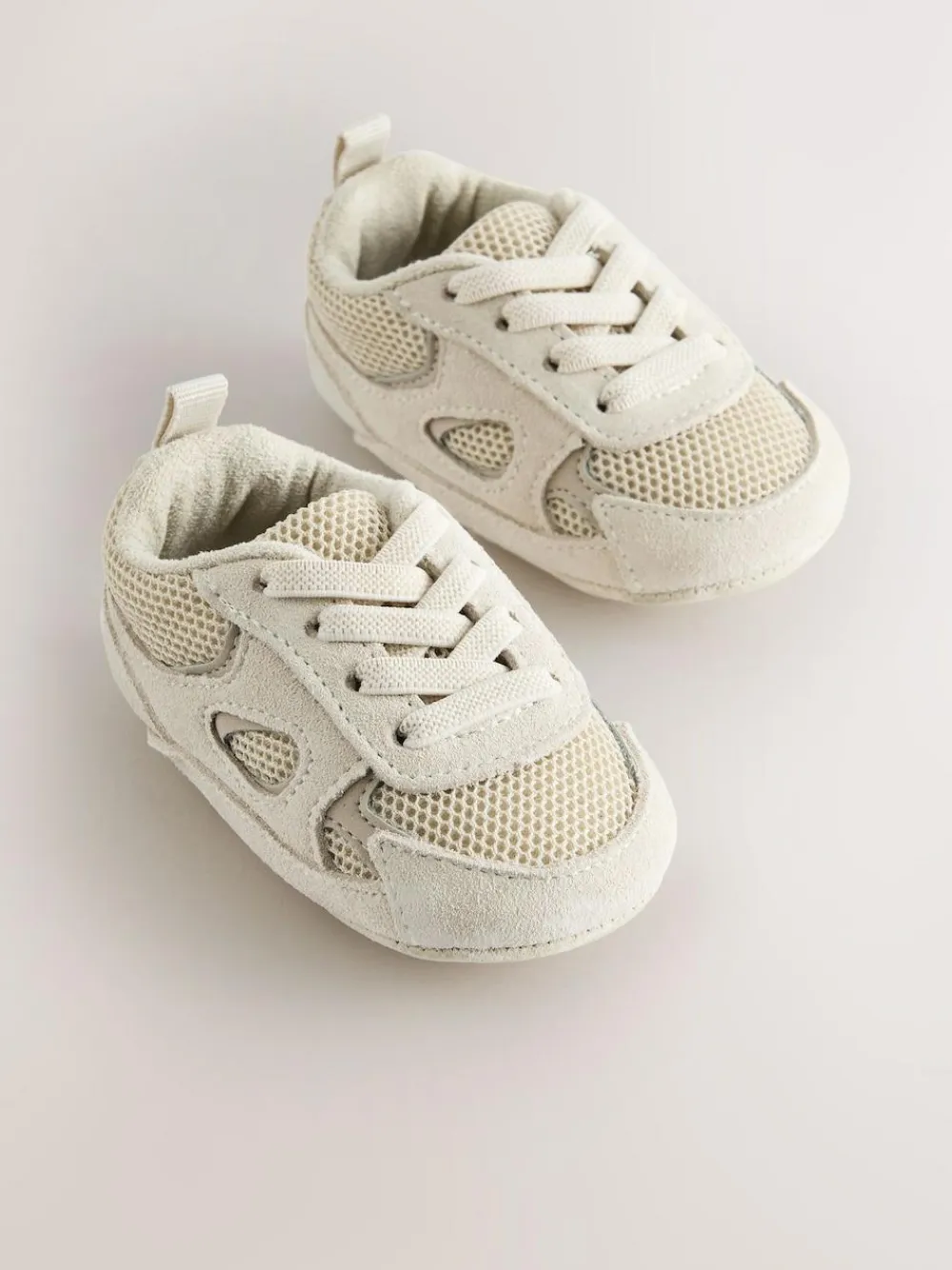 New Next Baby Elastic Lace Slip-Ons Trainers (0-2mths) Neutral