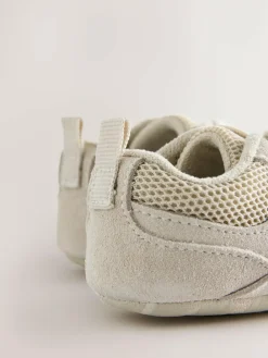 New Next Baby Elastic Lace Slip-Ons Trainers (0-2mths) Neutral