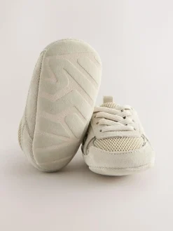New Next Baby Elastic Lace Slip-Ons Trainers (0-2mths) Neutral