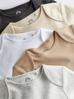 Next Neutral Baby Essential Long Sleeve Bodysuits 5 Pack^BOY Baby Girls|Unisex