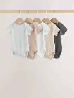 Best Next Neutral Baby Essential Short Sleeve Bodysuits 5 Pack