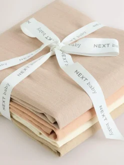 New Next Baby Muslins Cloths 4 Pack Neutral