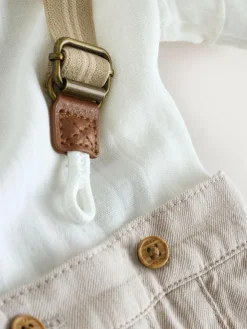 Next Neutral Baby Shirt Trousers and Braces Set 3 Piece (0mths-2yrs)^BOY Shirts|Pants & Chinos