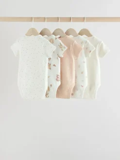 Sale Next Neutral Baby Short Sleeve Bodysuits 5 Pack