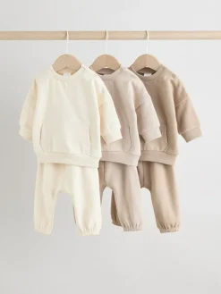 Outlet Next Neutral Baby Sweatshirt and Joggers Set 6 Piece (0mths-3yrs)