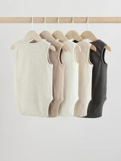 Next Neutral Baby Vest Bodysuits 5 Pack^BOY Unisex|Bodysuits & Vests