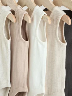 Next Neutral Baby Vest Bodysuits 5 Pack^BOY Unisex|Bodysuits & Vests