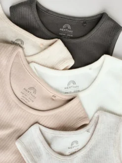 Next Neutral Baby Vest Bodysuits 5 Pack^BOY Unisex|Bodysuits & Vests