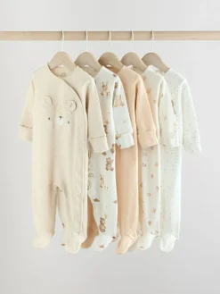 Next Neutral Bear Character Sleepsuits 5 Pack (0mths-2yrs)^BOY Nightwear|Nightwear