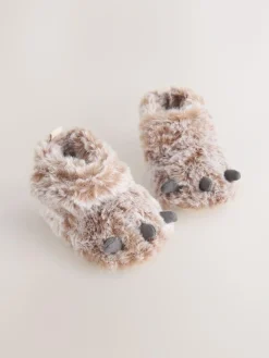 Best Next Baby Touch Fastening Slipper Boots (0-2mths) Neutral Bear Claw