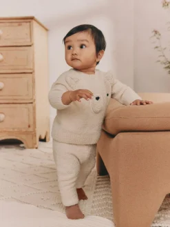 Sale Next Neutral Bear Knitted Top and Leggings Set (0mths-2yrs)