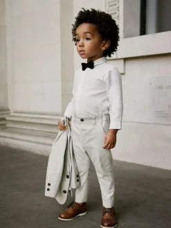 Hot Next Blazer Shirt Trousers and Bow Tie Set (3mths-9yrs) Neutral