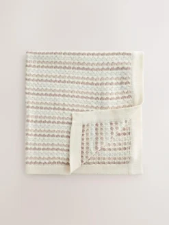 Next Neutral Bobble Bobble Stripe Knitted Baby Blanket^ Nursery Bedding|Blankets