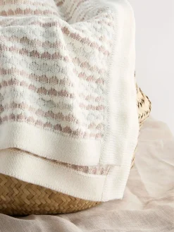 Next Neutral Bobble Bobble Stripe Knitted Baby Blanket^ Nursery Bedding|Blankets