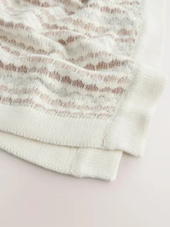 Next Neutral Bobble Bobble Stripe Knitted Baby Blanket^ Nursery Bedding|Blankets