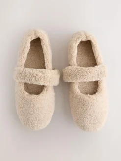 Outlet Next Neutral Borg Ballet Slippers