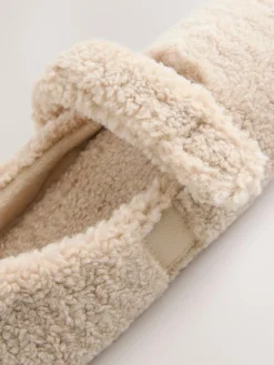 Outlet Next Neutral Borg Ballet Slippers