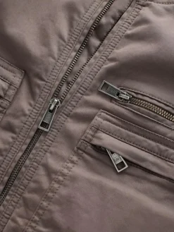 Sale Next Borg Lined Zip Through Funnel Jacket Neutral