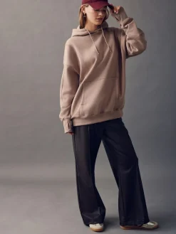 Next Neutral Brown Active Longline Overhead Seam Detail Supersoft Hoodie with Pockets^Women Hoodies & Sweatshirts|Sportswear