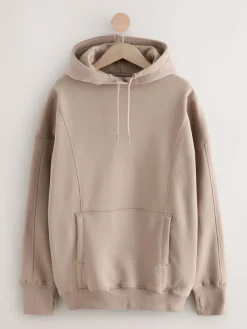 Next Neutral Brown Active Longline Overhead Seam Detail Supersoft Hoodie with Pockets^Women Hoodies & Sweatshirts|Sportswear
