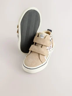 Hot Next Suede Touch Fastening High Top Trainers Neutral Brown Bear Print