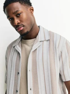 Next Regular Fit Stripe Short Sleeve Jersey Shirt^ Shirts