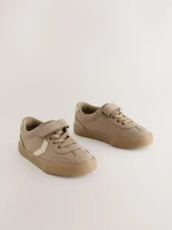 Clearance Next Neutral Brown Standard Fit (F) Touch Fastening Elastic Lace Trainers