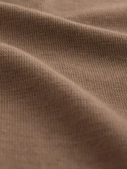 Sale Next Textured Smart Zip Neck Polo Shirt Neutral Brown