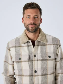 Clearance Next Neutral Check Borg Lined Shacket