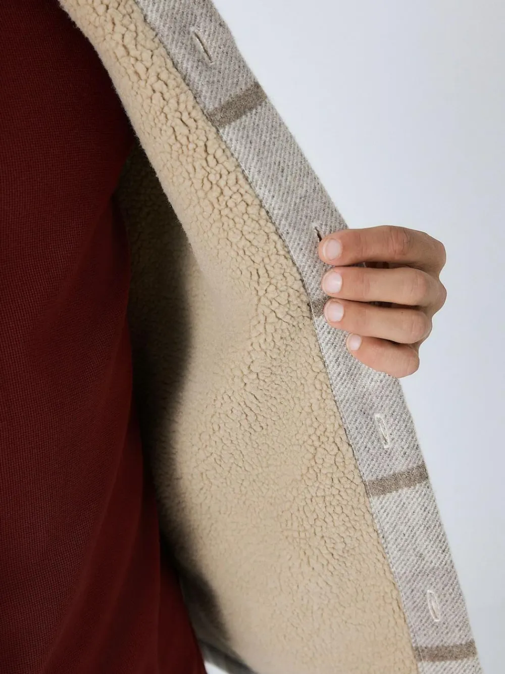 Clearance Next Neutral Check Borg Lined Shacket