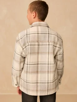 Best Next Lined Shacket (3-16yrs) Neutral Check Borg Lined