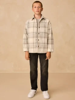 Best Next Lined Shacket (3-16yrs) Neutral Check Borg Lined