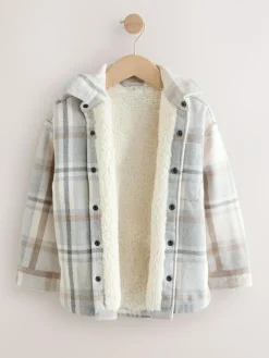 Best Next Lined Shacket (3-16yrs) Neutral Check Borg Lined