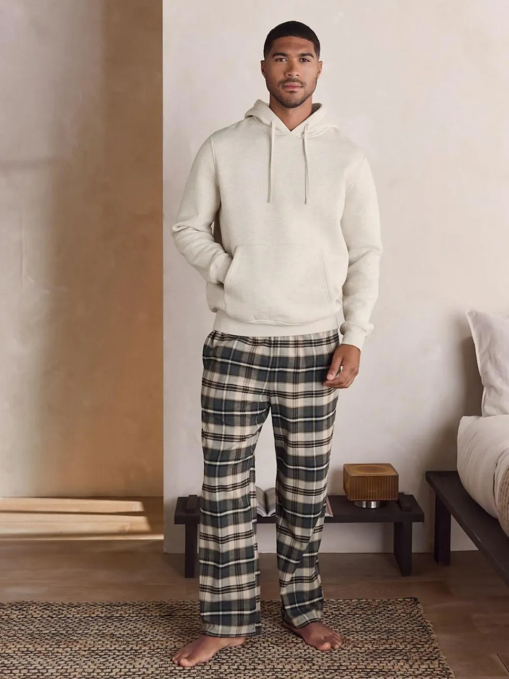 Clearance Next Check Bottoms Long Sleeve Hoodie Set Neutral