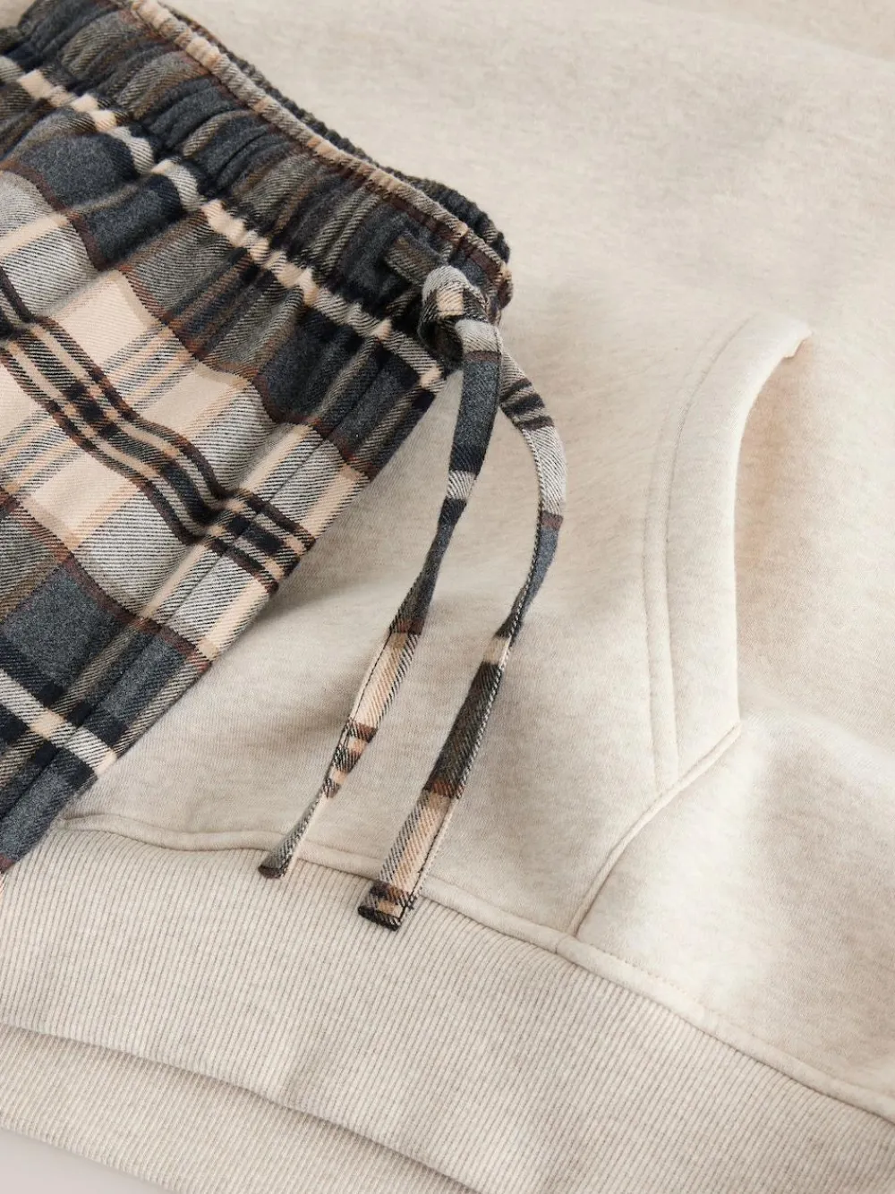 Clearance Next Check Bottoms Long Sleeve Hoodie Set Neutral
