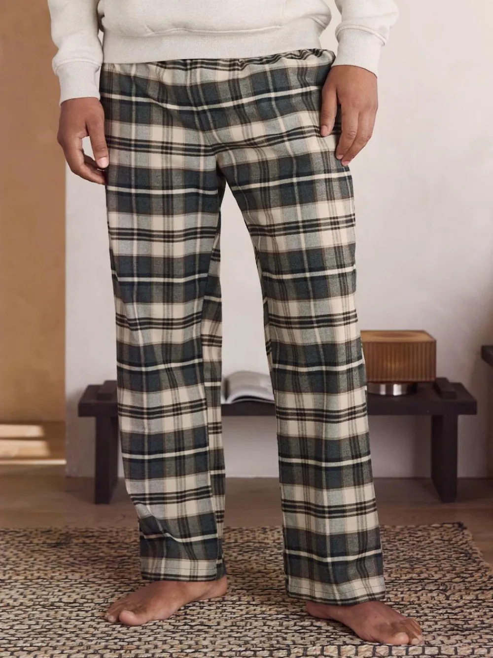 Clearance Next Check Bottoms Long Sleeve Hoodie Set Neutral