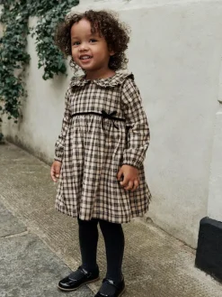 Sale Next Long Sleeve Collar Dress (3mths-8yrs) Neutral Check