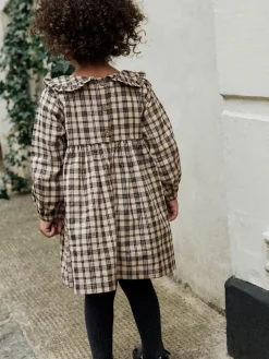 Sale Next Long Sleeve Collar Dress (3mths-8yrs) Neutral Check