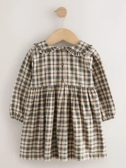 Sale Next Long Sleeve Collar Dress (3mths-8yrs) Neutral Check