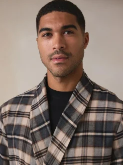 Clearance Next Neutral Check Woven Dressing Gown